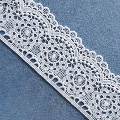 5yard 8cm New white hollow milk lace spot unilateral elastic water-soluble embroidery bar code wedding accessories womens wear