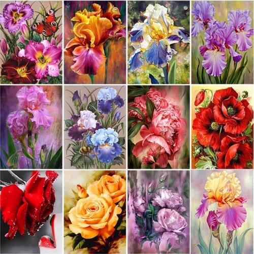 5D DIY Diamond Painting Flower Diamond Embroidery Rose Full Round Mosaic Picture Rhinestone Cross Stitch Landscape Wall Decor