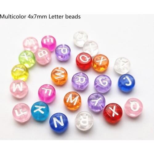 7mm 200pcs Acrylic Multicolor Transparent Letter Beads Oval Shape 26 Alphabet Loose Beads For Bracelet Necklace Jewelry Making