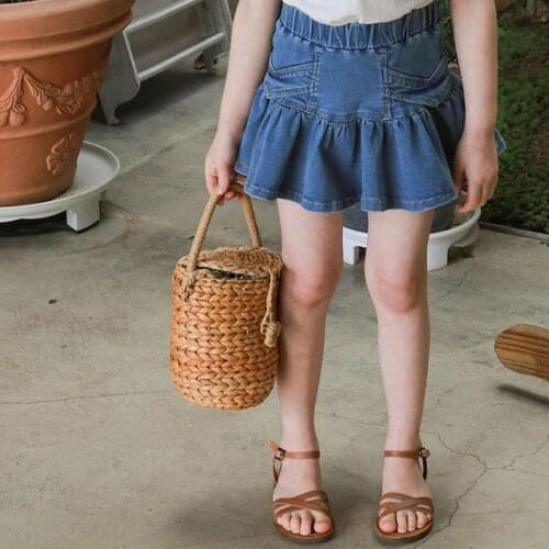 2-9T Denim Skirt For Girls Toddler Kid Baby Clothes High waist Summer Ruffles Mini Skirt Elegant Cute Sweet Streetwear
