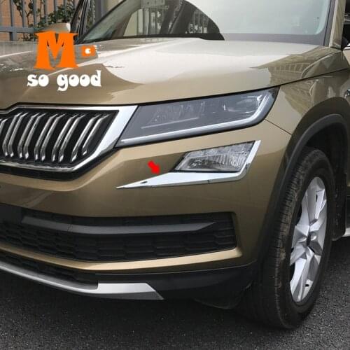ABS Chrome For Skoda Kodiaq 2017 2018 Exterior Car Front Fog Lamp Eyebrow Decoration Cover Trim Auto Styling Accessories 2pcs