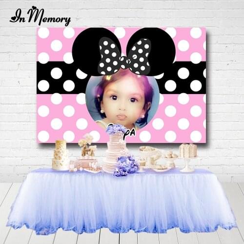 InMemory 20 Options Mouse Birthday Backdrop Cartoon Party Pink Girl Decor Kids Baby Shower Newborn Custom Photography Background