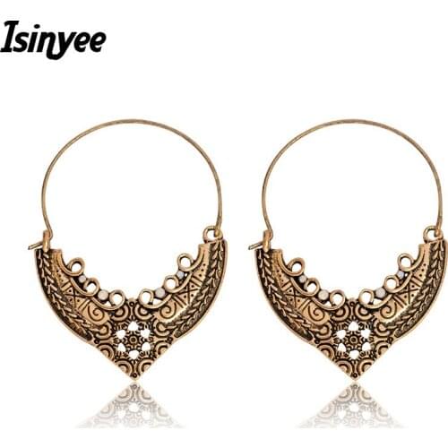 ISINYEE Fashion Flower Dangle Earrings For Women Girls Ethnic Vintage Gold Silver Hanging Earring Indian Ethnic Jewelry