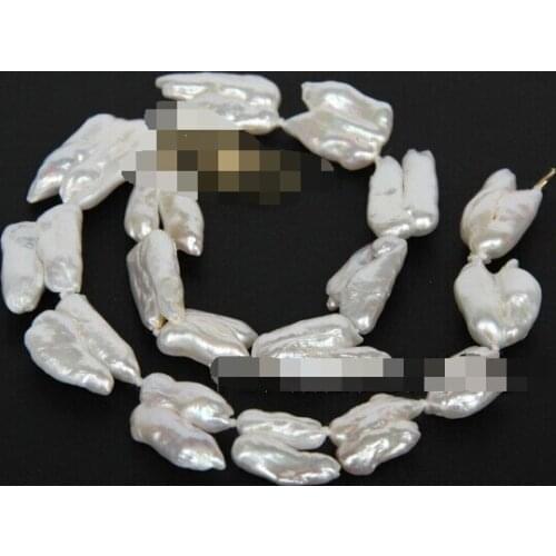 Fast shupping 08151 natural 17" 26mm baroque white Reborn keshi pearls necklace AAA