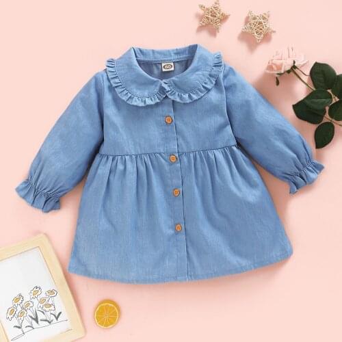 Winter Fall Girls Blue Dress Clothes Long Sleeve Lounge Set for Children Kids Costumes Newborn Baby Rompers Vestidos Bebe 6 12