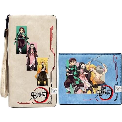 Anime Demon Slayer: Kimetsu no Yaiba Kamado Tanjirou Cosplay Wallet Short Long Purse Card Holder Billfold Zero Wallet Gift