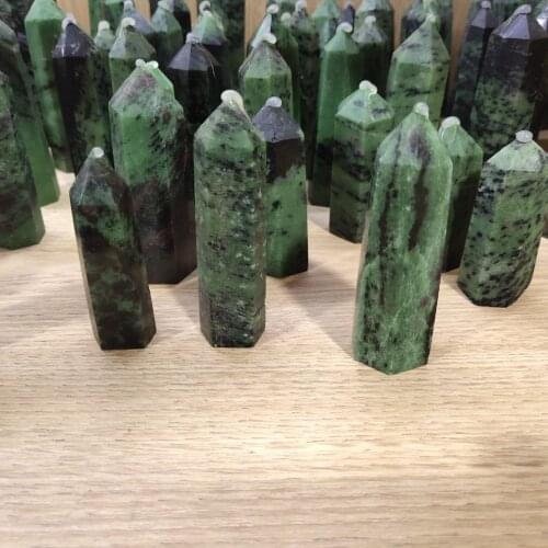 Beautiful red and green pillars of natural crystalline energy healing furnishing furnishings