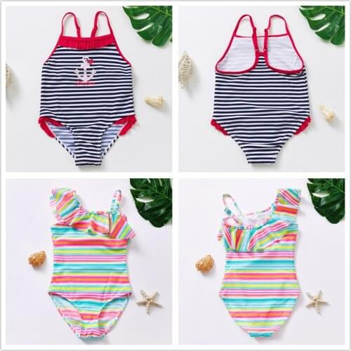 2~14Year Girls Swimsuit One piece Girls swimwear Strips style Kids swimwear Hot sale Children swimwear Beach wear-1107