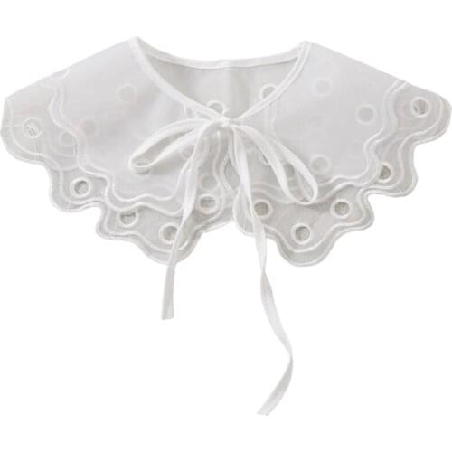 Lolita Decorative Fake Collar Lace Shawl Embroidery Layered Mesh Dickey Necklace A0NF