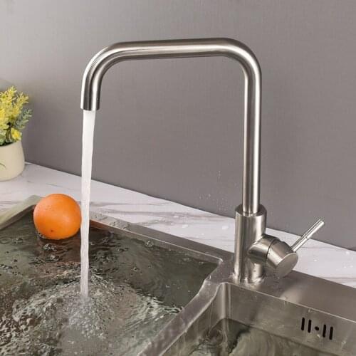 Stainless nickel steel brushed faucet from the kitchen mixer of hot water and cold faucet from the single kitchen faucet