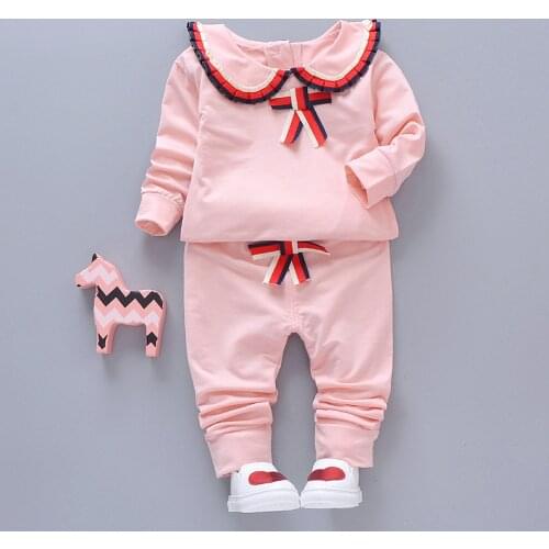 Fashion Autumn Kids Set 2020 New Korean Baby Gilrs Long-Sleeved Sweater Lapel Top+Pants Cute 2Pcs Child Casual Clothes Suit