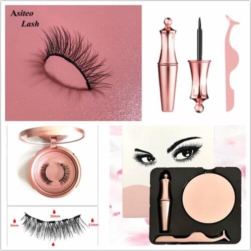 New 1 pair Magnet Mink Lashes 100% Magnetic Eyelashes Natural Hair False Eye lashes 3D Fake Lash Fluffy Faux Cils magnetique