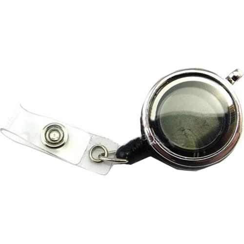 Wholesale Round Floating Locket Rhinestone Retractable Reel ID Badge Holder
