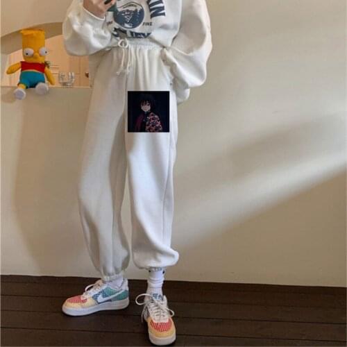 Autumn Harajuku Joggers Wide Leg SweatPants Women Trousers Plus Size High Waist Pants Streetwear Demon Slayer Casual Pant Female