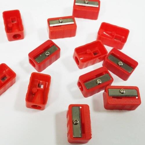 Plastic Mini Red Pencil Sharpener Single Hole Students Stationery Supplies Rectangle Cutter Knife Small Manual Pencil Sharpener
