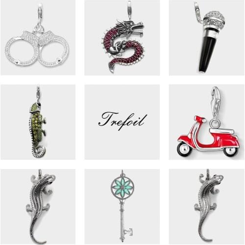 Dragon Salamander Chameleon Lizard Handcuffs Key Pendants, Fashion Jewelry 925 Sterling Silver Gift For Women Men Fit Necklace
