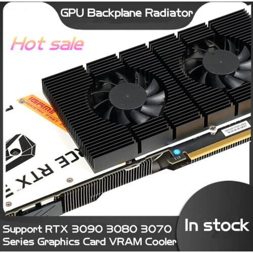 Graphics Card Backplane Radiator For Nvidia RTX 3090 Series, Aluminum Backplate + 2X PWM Fans VGA VRAM Cooler