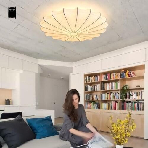 Hand White Silk Ceiling Light Nordic Fixtures Chinese Scandinavian Loft Fashion Ceiling Lamp Bulb E27 for Girls Bedroom Hallway