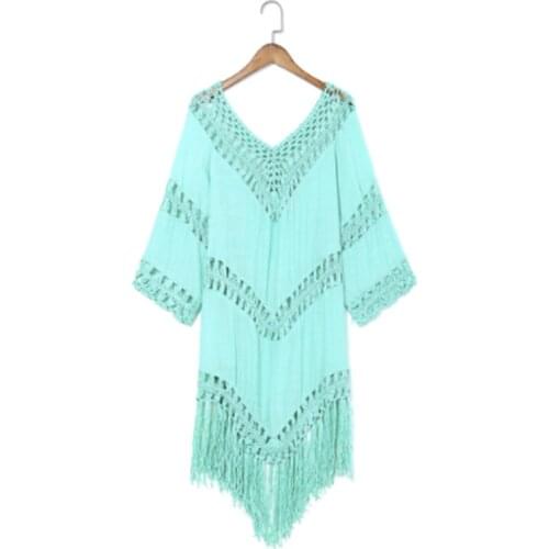 Sexy Tassel Cover Ups Tunic Swimsuit 2021 Beach Dress Tropical Hollow Out Beachwear Black Backless Summer Swimwear New