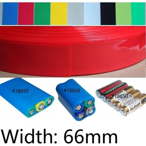 Width 66mm (Diameter 42mm) 18650 Lipo Battery Wrap PVC Heat Shrink Tube Insulated Case Sleeve Protector Cover Flat Pack Colorful