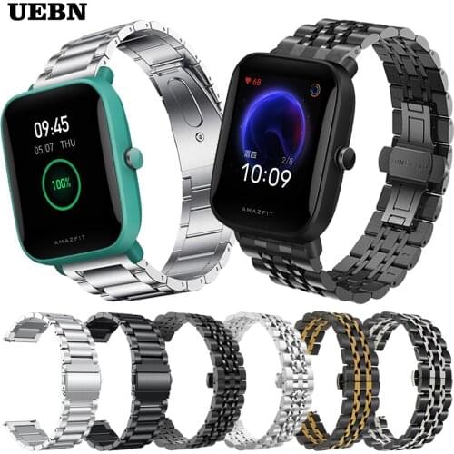 UEBN Classic Metal Stainless Steel Replacement Band For Huami Amazfit Bip U strap for Amazfit GTS 2 Bip S Bracele bands