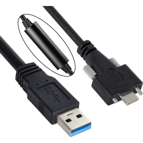 Standard USB3.0 to USB 3.1 Type-C Dual Screws Locking Data Cable 8 Meters Mount Type for Camera Recorder