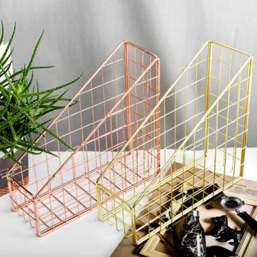 File Storage Rack Iron Grid Book Pen File Storage Shelf Holder Desktop Rack Office Organizer