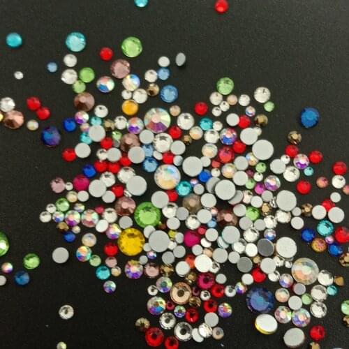 Super Glitter ss3-ss20 Mix Sizes Flat Back Non HotFix Nail art Rhinestone 3D Glass Nail Art Decorations Garment