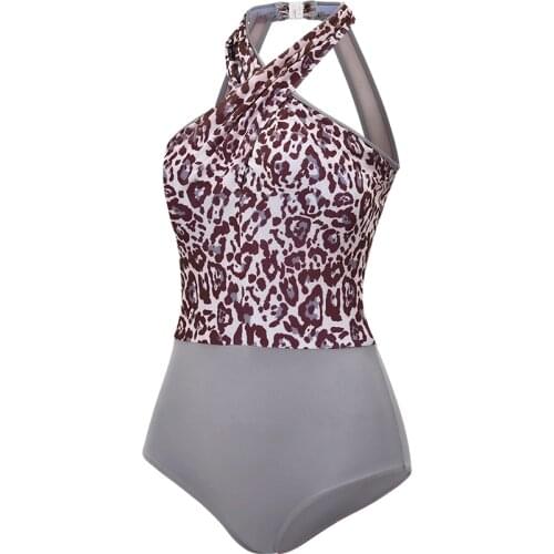 Ballet Leotard for Women Exercise Suit Leopard Print Halterneck Gym Suit Adult Aerial Yoga Tights Sexy Swimsuit
