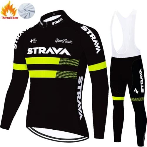 STRAVA cycling jersey 2021 ​​Winter Thermal Fleece cycling kit​ ​​20D gel uniformes de ciclismo para hombre