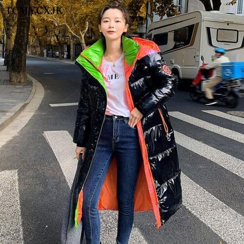 Plaid Printing Down Hooded Womens Jacket Winter Clothes Women 2021 New Korean Fashion Thick warm Long Parkas Womens Coat