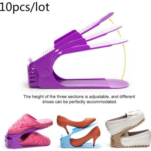 10PCS/lot Shoe Storage Rack Home Shoe Organizer Double-layer Space Save Closet Range Anti-skid Storage Shoebox Bracket Organizer