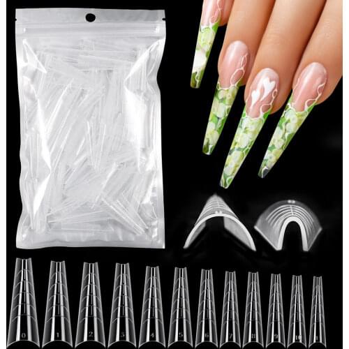 120pcs Extension Molds for Quick Building Gel Nail Tips Upper Forms Coffin Art Nails Extend Gel Nail Extension Tool