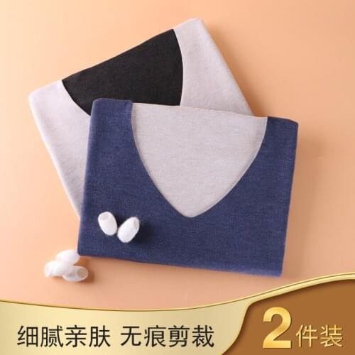 2 pieces of new silk mens non-trace warm vest inside the winter underclothes slim V-neck waistband high quality