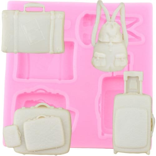 3D Bag Suitcase Silicone Molds DIY Fondant Cake Decorating Tools Candy Clay Chocolate Gumpaste Mold Kitchen Baking Moulds