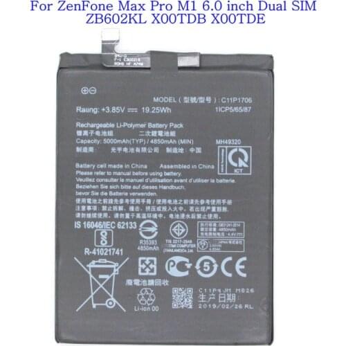 Ciszean 1x 5000mAh / 19.25Wh C11P1706 Battery For ASUS ZenFone Max Pro M1 6.0 inch Dual SIM ZB602KL X00TDB X00TDE