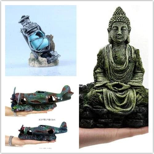 Fish Tank Resin Sitting Simulation Buddha Statue Reptiles Hotel Aquarium Decoration Ornament Accessories Home Crafts Gifts