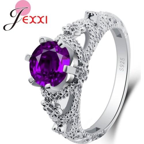 Shinning Round Cubic Zirconia Elegant 100% 925 Sterling Silver Wholesale Plant Rings Suitable Wedding Jewelry Accessory