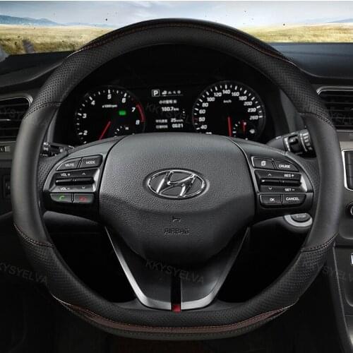 Carbon Fiber Leather Steering Wheel Cover D Shape for Hyundai ioniq 2016 2017 2018 2019 2020 Leather Car Styling Auto Protector