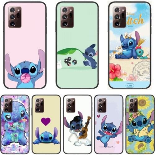 Stitch Phone Case cover hull For SamSung note20 10 9 8 4 pro plus black prime soft bumper Transparent