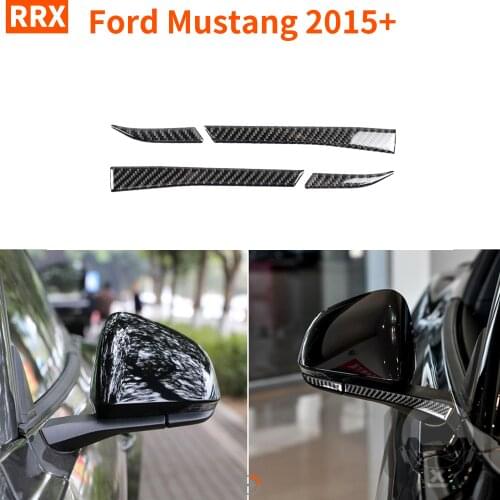 For Ford Mustang GT 2015-2020 Carbon Fiber Side Rearview Mirror Holder Lever Trim Sticker Strip Car Styling Interior Accessories
