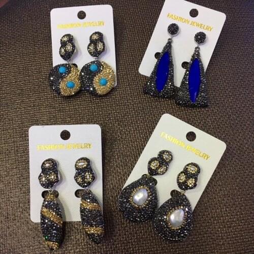 DIY 2017 Fashion Gems Stone Drop Earrings, Many Colors for Choice, Crystal Tai Chi USA Women Eardrop Cingesto factory supplier