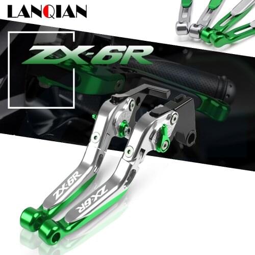 For Kawasaki ZX6R ZX636R Motorcycle Aluminum Adjustable Folding Extendable Brake Clutch Levers ZX 6R ZX636R 2007-2018 2016 2017