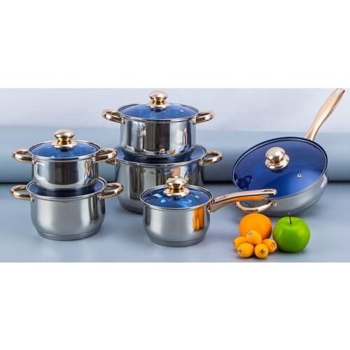 Hot Wholesale nonstick kitchenware 12 Pcs Stainless Steel Cookware Set