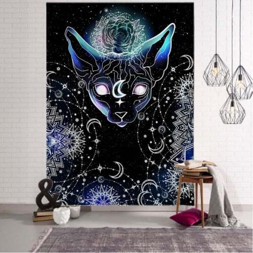 Art illustration tapestry wall hanging colorful bohemian hippie tapestry psychedelic witchcraft art room decoration yoga mat