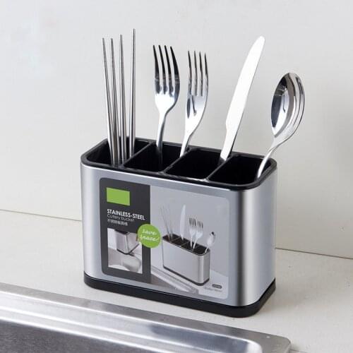 Knief Holder Tube Spoon Storage Box Rack Kitchen Cutlery Organizer Tableware Draining Chopstick Cage With Water Outlet Tray