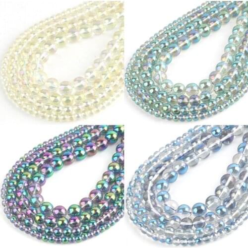 Wholesale Crystal Beads AB Polished Austria Crystal Glitter MoonStone Round Beads Fit Diy Bead For Jewelry Making Spacer Beads