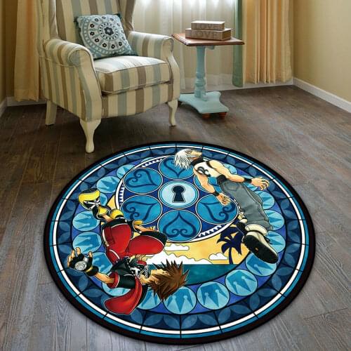 Round Kingdom Hearts Glass Circle Rug Doormat Floor Mat Carpet Round Home Carpet Hotel Living Room Floor Mats Anti Slip Cosplay