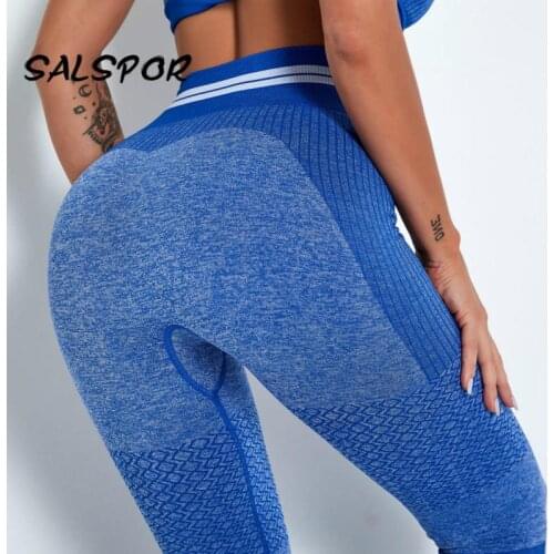 SALSPOR Patchwork Leggings Seamless Women Workout Leggings Push Up Sport Pants Breathable Stretch Fitness Sportswear