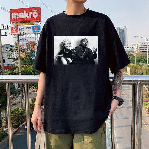 Summer Fashion Design Legends Tupac 2Pac Marilyn Monroe T Shirt Men Casual Hip Hop Short Sleeve Round Oversized Cotton T-Shirt